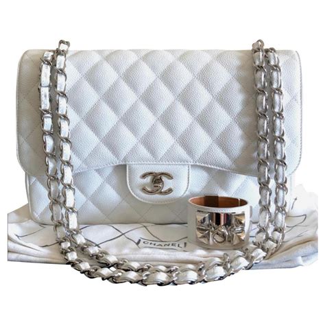 chanel white big bag|white vintage Chanel bag.